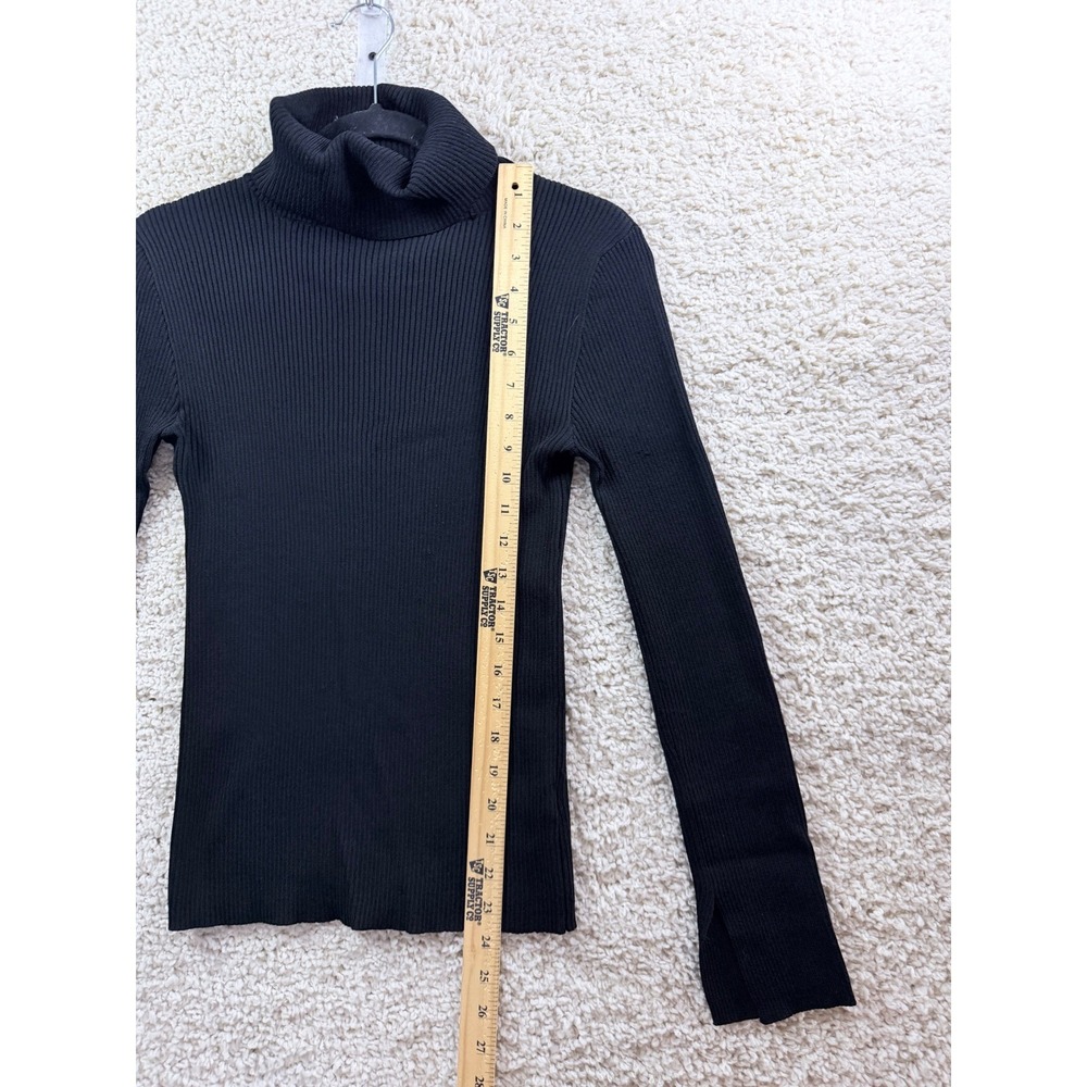 Philomena Petti Turtleneck Women Size M Black Ribbed Split Cuff Sweater - Picture 8 of 9